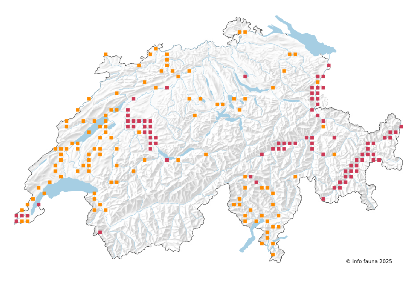 Carte de répartition de la loutre en Suisse