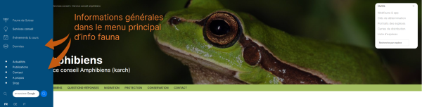 Capture d'écran - Informations générales dans le menu d'info fauna