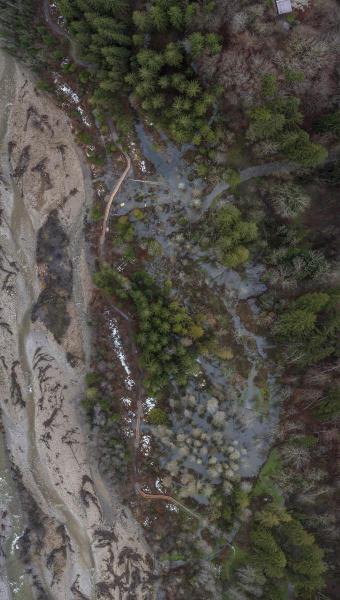 Photo aérienne d'un territoire de castors